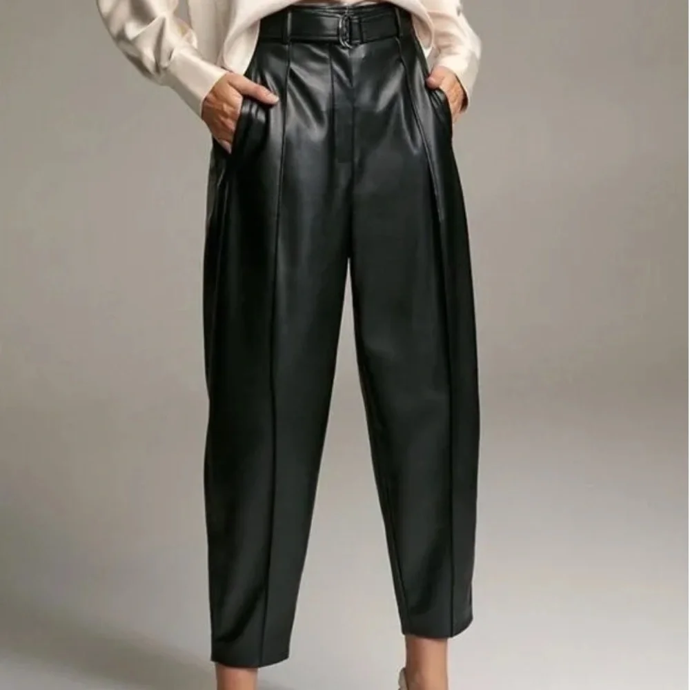 Aritzia Babaton Black Vegan Leather Trouser Pant - Picture 1 of 6
